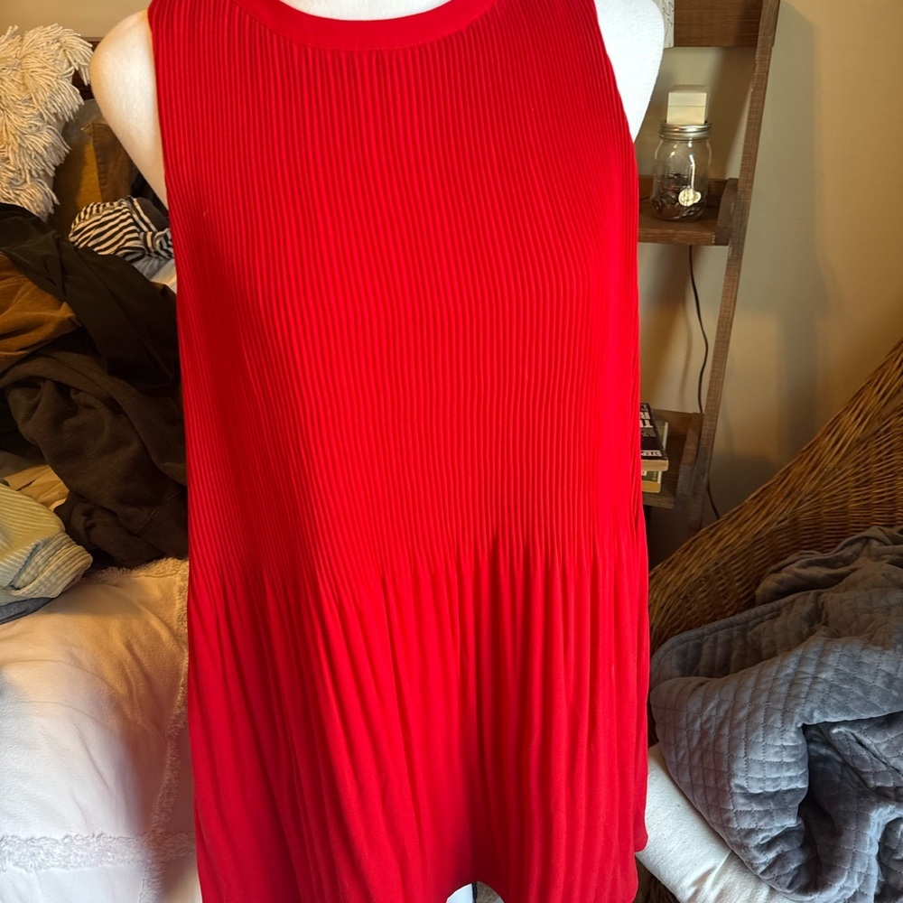 LOFT Bold Red Sleeveless Blouse